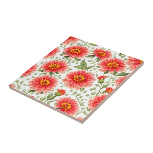 花柄《植物》百日草花 タイル (側面)