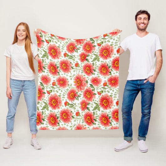 花柄《植物》百日草花 フリースブランケット (インサイチュ)