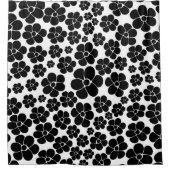 花柄 – 白黒装飾用クッション シャワーカーテン (正面)