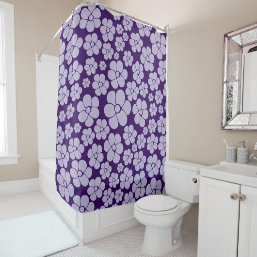 花柄 – 紫 シャワーカーテン (インサイチュ)