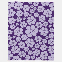 花柄 – 紫 フリースブランケット