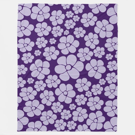 花柄 – 紫 フリースブランケット (正面)