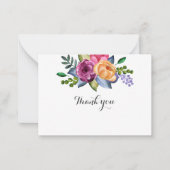 花柄 紫 黄 謝意 シンプル 白 ノートカード (正面)