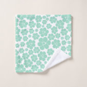 花柄 – 緑（ミント） バスタオルセット (ウォッシュタオル)