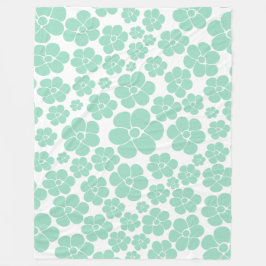 花柄 – 緑（ミント） フリースブランケット