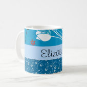 花柄、花柄、お名前 コーヒーマグカップ (正面左)