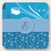 花柄、花柄、モノグラム コースター (正面)