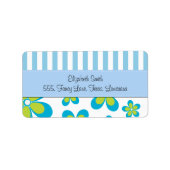 花柄、花柄、青ストライプい花 ラベル (正面)