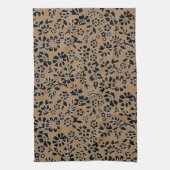 花柄/茶色と黒のキッチンハンドタオル！ キッチンタオル (縦)