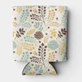 花柄：葉、花、蝶 缶クーラー (正面)