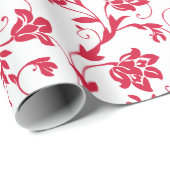花柄 |赤大切と白 |カスタム ラッピングペーパー (ロールコーナー)