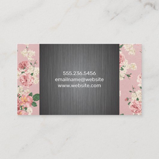 花柄 |金属ブラシ 名刺 (裏面)