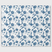 花柄 |青と白の長さ |カスタム ラッピングペーパー (フラット)