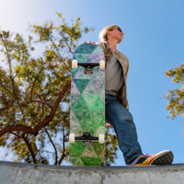 花柄（青と緑） スケートボード