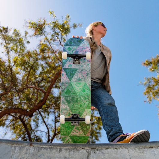 花柄(青と緑) スケートボード (室外1)