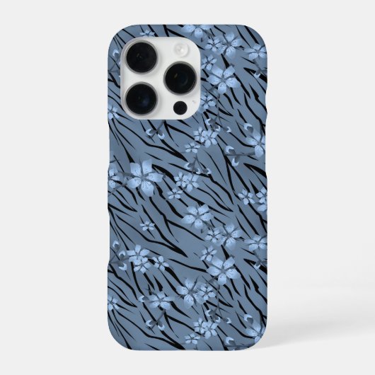 花柄、青色、トラ柄 iPhoneケース (裏面)