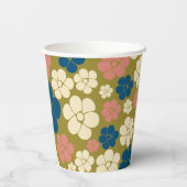 花柄 – 青、オリーブ緑、ピンク、クリーム 紙コップ (裏面)