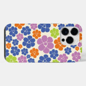 花柄 - 青、オレンジ、紫、緑 iPhoneケース (裏面横)