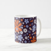 花柄（青） コーヒーマグカップ (正面右)