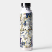 花柄 青 白 水筒 (左面)