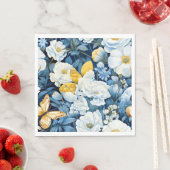 花柄、青、白、黄金色 スタンダードランチョンナプキン (インサイチュ)