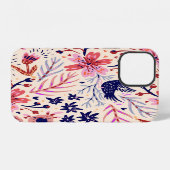 花柄 鳥柄 クラシカルなシームレス パターン iPhoneケース (裏面横)