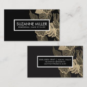 花柄 |黒 名刺 (正面/裏面)