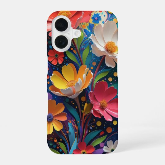 花柄 iPhone 16ケース (裏面)