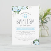 花柄Blooms|の青|の洗礼の招待状 招待状 (スタンド正面)