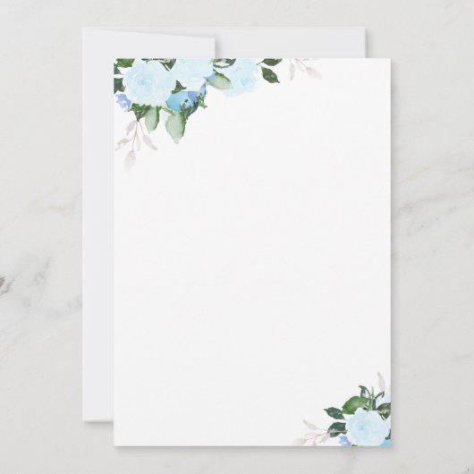 花柄Blooms|の青|の洗礼の招待状 招待状 (裏面)