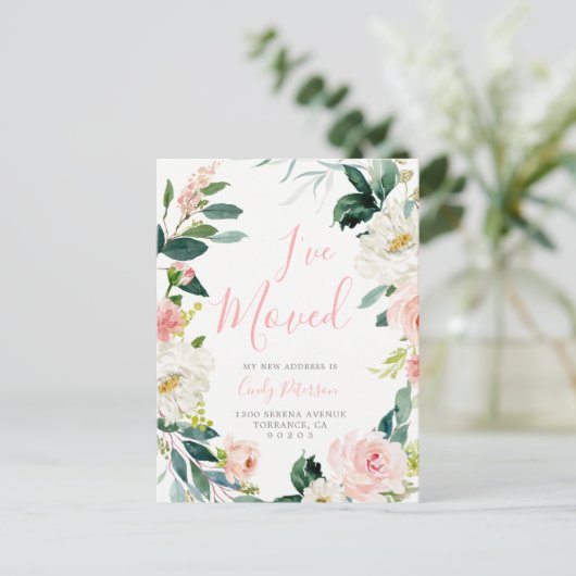 花柄Iは|の移動発表の郵便はがきを動かしました 案内ポストカード (スタンド正面)