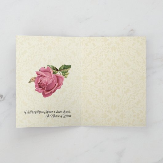 花柄St.テレーズの宗教挨拶状w/quote カード (内部)