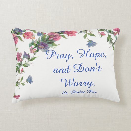 花柄St. Padre PIOの引用文は希望の心配を祈ります アクセントクッション (正面)