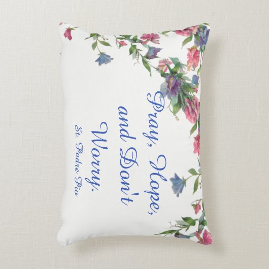 花柄St. Padre PIOの引用文は希望の心配を祈ります アクセントクッション (正面(垂直))