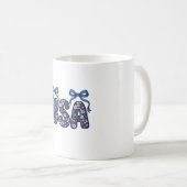 花柄USAリボン愛国ベクター デザイン_1 コーヒーマグカップ (正面右)