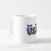 花柄USAリボン愛国ベクター デザイン_1 コーヒーマグカップ (正面左)