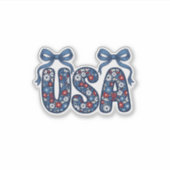 花柄USAリボン愛国ベクター デザイン_1 シール (正面)
