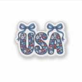 花柄USAリボン愛国ベクター デザイン_1 シール (正面)