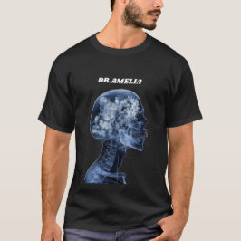 花柄X線スカル ドクター名 ダークメディカルアート Tシャツ