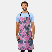 花桃花柄エプロン エプロン (着用した状態)