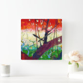 花梅（広重後）ファン・ゴッホ スクエア壁時計 (ホーム)