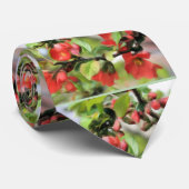花梨の赤い花のアート ネクタイ (ロール)
