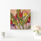 花極楽鳥 スクエア壁時計 (ホーム)