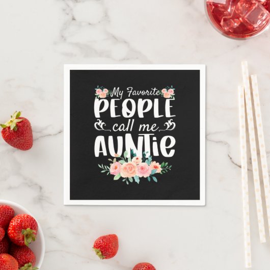 花模様お気に入りのは私を叔母と呼ぶ スタンダードカクテルナプキン (インサイチュ)