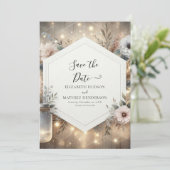 花模様お洒落ズ・メイスン・結婚ジャー セーブザデート (スタンド正面)