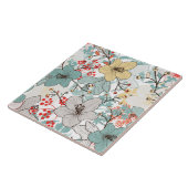 花模様かわいらし装飾セラミックタイル タイル (側面)