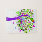 花模様が付いている抽象的な木 ジグソーパズル (横)