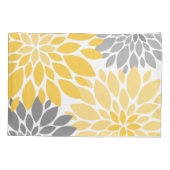 花模様が黄と灰色の菊 枕カバー (裏面-左)