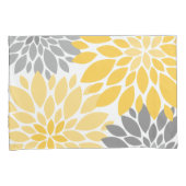 花模様が黄と灰色の菊 枕カバー (正面右)