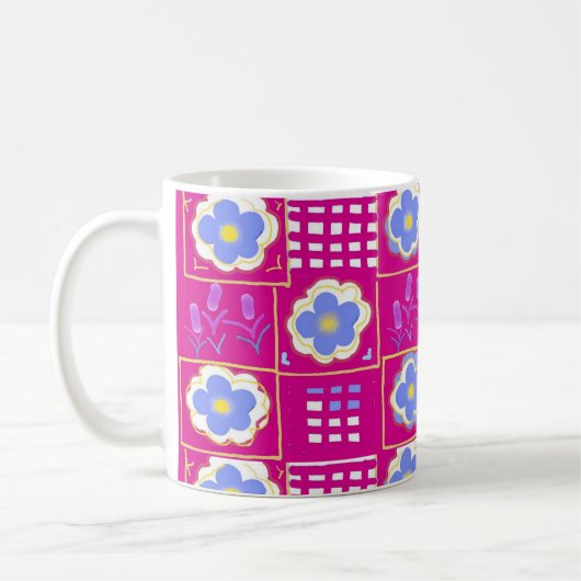 花模様と自然 コーヒーマグカップ (左)